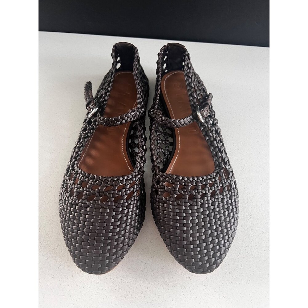 Staud Nell Leather Mary Janes espresso leather flats size 39 New - Picture 3 of 9